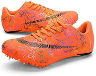 LONG-M Pointes D'athlétisme Unisexes Chaussures D'athlétisme 8 Clous Pointes De Cross-Country Chaussures De Course Professionnelles D'athlétisme,Light Orange,37