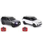 CMJ RC Cars TM Range Rover Sport Remote Control Car 1:24 scale & TM Range Rover Sport Remote Control Car 1:24 scale with Working LED Lights, Radio Controlled Supercar (Range Rover Sport White)