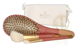 Bachca Paris The Essentials Hair Terracotta Set 5 piece 1x Large Boar & Nylon Hair Brush/1x Blush Brush/1x Contour Shader Brush/ 1x Round Clip/1x Cotton Pouch