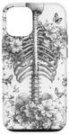 iPhone 12/12 Pro Skeleton Ribcage Anatomy with Flowers Butterflies Case