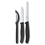 Victorinox Swiss Classic Jeu de Couteaux d’Office, 3 Pièces, Éplucheur Universel, Couteau à Légumes, Couteau à Tomates