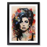 Amy Winehouse Constructivism Framed Wall Art Print, Ready to Hang Picture for Living Room Bedroom Home Office, Black A2 (48 x 66 cm)