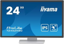 Iiyama Ecran 23,8 Blanc Tactile PCAP conceptions en Verre sans Cadre IPS 10points 1920x1080 14ms 360cd/m² 1xDisplayport 1xHDMI 2xUSB HUB 3.2 HPs 2 x 1W.[G666]