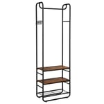 VASAGLE Coat Stand, Hall Tree, Coat Rack with Shoe Rack, Storage Shelves, Hallway, Bedroom, 58 x 28 x 181 cm, Scandinavian Style, Matte Black and Rustic Brown HSR81BX