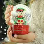 Personalised Memento Company Message Elf Glitter Christmas Snow Globe