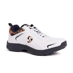 SG Pro Kick Spinner Cricket Shoes | White, Navy & Orange | Size: EU 43, UK 9, US 10 | Material: Mesh | for Boys and Men | Classic and Comfortable | Toe and Heel Protection | Supersoft and Flexibility