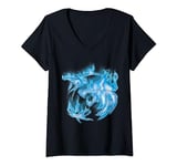 The Witcher Logo Blue Fire Ice Souvenir pour fan T-Shirt avec Col en V