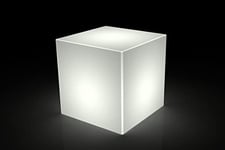 Kloris Cube Lumineux Tabouret, Assise, Puff, décoration ou Table Basse 45 x 45 cm avec câble électrique, Ampoule Incluse. IP65