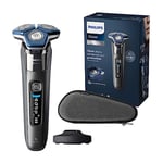 Philips Rasoir électrique Série 7000 pour homme Wet & Dry avec tondeuse rétractable, socle de charge, coffret de voyage et brossette de nettoyage (modèle S7887/35)