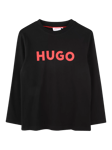 HUGO Kids' Logo Long Sleeve T-Shirt, Black