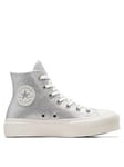 Converse Chuck Taylor All Star Sparkle Party Lift Trainers - Silver