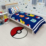 Pokemon Badges Childrens Reversible Single Duvet Cover Bedding Set