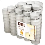 AKTIVE 64 Lot de 1 200 bougies chauffe-plat blanches bougies décoratives sans arôme bougies longue durée Thème lights candles, bougies chauffe-plat rondes