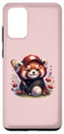 Coque pour Galaxy S20+ Joli baseball jouant un panda rouge sur un rose