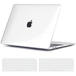 TECOOL Coque Compatible avec MacBook Air M1 (A2337) et MacBook Air 13 Pouces 2020 2019 2018 (A2179 A1932), Coque Rigide en Plastique Fine et Protection Clavier (UE AZERTY), Cristal Transparente