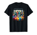 Dripping Paint Boombox Old School 80s Music Hip Hop T-Shirt