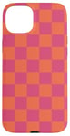 iPhone 15 Plus Classic Orange & Pink Checkered Big Vintage Checkerboard Case