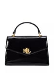 Lauren Ralph Lauren Farrah Glossy Leather Small Satchel Bag, Black