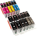 Lot De 12 Cartouches D'Encre Xl Compatibles Pour Imprimantes Canon Pixma Ip8750 Mg6350 Mg7150 Mg7550 Avec 2 Cartouches Pgi550Bk, 2 Cartouches Cli551Bk Noir, 2 Cartouches Cli-551C Cyan, 2 Car[Q946]