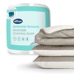 Silentnight Summer Breeze Coverless Duvet - Seersucker 2.5 Tog Summer Lightweight King Duvet Quilt Reversible - Includes Matching Pillowcase - Machine Washable - Cream Taupe - King