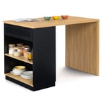 Ilot Central Mange-Debout 4 Personnes Vito 130 Cm Noir Et Plateau Bois