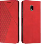 Coque Pour Samsung Galaxy J3 2017 / J330, Premium Flip Housse Etui Protection Rabat Clapet Portefeuille Phone Cover Magnetique [Porte Cartes] Antichoc Bequille Cover (Rouge)