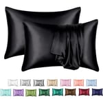 Siden Satin Örngott 2-pack (utan fyllmedel) Svart 50X66cm Black