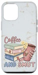 Coque pour iPhone 12/12 Pro Funny Coffee and Smut Bookworm Librarian Skeleton Retro Cute