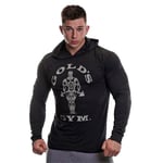 Gold's Gym Men's Workout Training Hooded Long Sleeve Sweat Top, Black, Small