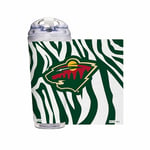 Rico Industries NHL Hockey Minnesota Wild Zebra Stripes 24oz Acrylic Glitter Tumbler with Hinged Lid, Officially Licensed Double Wall Tumbler with Straw