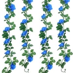 Syhood Guirlandes de Rose Artificielle Vignes de Rose Guirlandes de Feuilles Suspendues Vigne de Fausse Rose Décoration de Fête Mariage Maison, 14,4 ft (Bleu Royal, 2 Pièces)