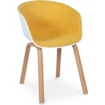 Privatefloor - Chaise de salle à manger scandinave rembourrée avec accoudoirs Jaune