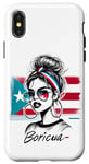 Coque pour iPhone X/XS Boricua Girl Hair Bun Bandana Porto Rico Flag Cool Fun