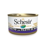 Schesir, Nourriture Humide pour Chats Adultes au goût Ton avec Filets de Boeuf en gelée Douce - Total 2 kg (24 boîtes unidoses de 85 G)