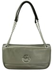 Michael Kors Gunmetal Grey Shoulder Bag Leather Medium Handbag Womens Fulton