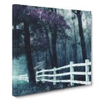 The Forest Edge Painting Modern Canvas Wall Art Print Ready to Hang, Framed Picture for Living Room Bedroom Home Office Décor, 14x14 Inch (35x35 cm)