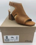 Clarks Siara 65 Flow Tan Nubuck Women's Sandals Shoes Chunky Heel UK 5 Brand NEW