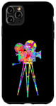 Coque pour iPhone 11 Pro Max Caméra vidéo Arc-en-ciel Art Splatter Film Lover Design