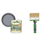 Cuprinol 5232386 CUPGSDG25L 2.5 litre Garden Shades - Dusky Gem & Fit for The Job 4 inch Large Capacity Shed and Fence Block Brush for Rapid Painting of Sheds & Fence