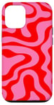 Coque pour iPhone 12/12 Pro Simple abstrait rose et rouge ondulé tourbillon