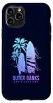 Coque pour iPhone 11 Pro Outer Banks North Carolina Surf Planche de surf vintage