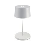 Zafferano, Lampe Olivia Mini, Lampe de Table Portable et Rechargeable avec Contrôle Tactile, Adaptée pour le Salon et l'Extérieur, Dimmer 2200-3000 K, Hauteur 22 cm, Couleur Blanc