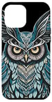 Coque pour iPhone 12 Pro Max Illustration de chouette bleue originale Boho Nouveau Art