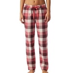 Schiesser Mix and Relax Long Flannel Pants Röd Mönster bomull 42 Dam