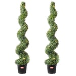 VEVOR Buis Artificiel, Lot de 2, Faux Arbres Topiaires 152,4 cm avec Feuilles Supplémentaires et Pot, Résistante aux UV, Ensemble Fausse Plante Artificielle Spirale pour Décoration Intérieur Extérieur