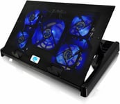 Ventilateur PC Gamer avec 5 Ventilateurs, Inclinaison Réglable et LED Bleu, Support pour Ordinateur Portable, Refroidisseur PS4, pour Ordinateur Jusqu'à 17,3 Pouces et Consoles