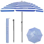 Allesin - Parasol de Jardin Exterieur Inclinable, Parasol Plage avec Revêtement Argenté, Protection Solaire UV50+, avec Pied d'Ancrage à Visser &