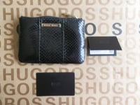 Hugo Boss ladies womans black snake python reptile leather clutch wallet purse