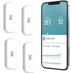 Lot de 4 thermomètres hygromètres WiFi pour intérieur ou extérieur - Sans fil Contrôle de la température et de l'humidité avec alerte d'application à