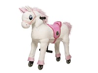 animal riding Cheval d'équitation, mélodie Licorne (pour Enfants à partir de 3 Ans, Hauteur de Selle 56 cm, avec roulettes) ARU010S, Blanc, Taille S